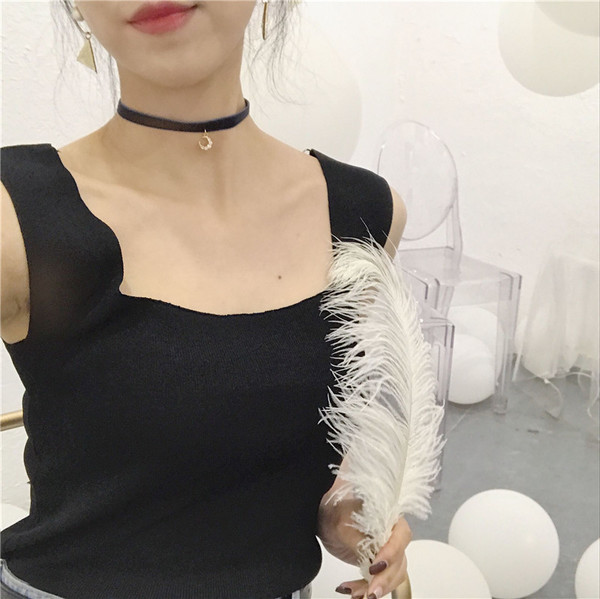 Maieu de damă fără cusături, cu bretele largi, în trei culori