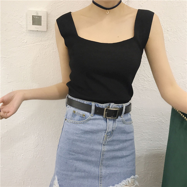 Maieu de damă fără cusături, cu bretele largi, în trei culori