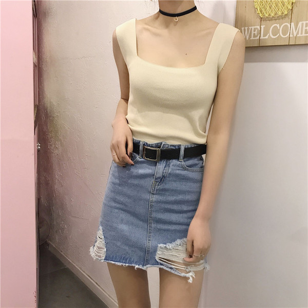 Maieu de damă fără cusături, cu bretele largi, în trei culori