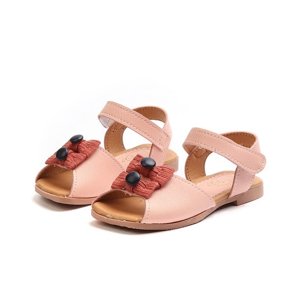 Κομψά παιδικά σανδάλια για κορίτσια με διακόσμηση σε λευκό και ροζ χρώμα