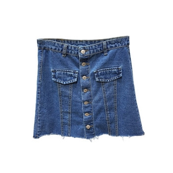 Γυναικεία φούστα denim με διακοσμητικές τσέπες σε δύο χρώματα