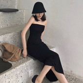 Γυναικείο casual μακρύ φόρεμα  σε μαύρο χρώμα