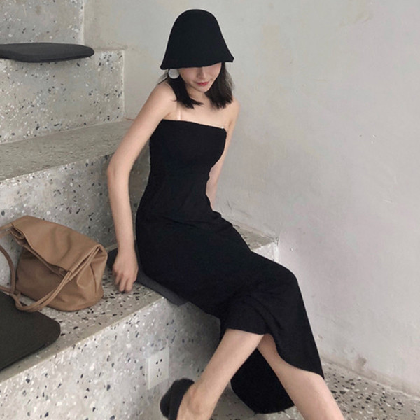 Γυναικείο casual μακρύ φόρεμα  σε μαύρο χρώμα