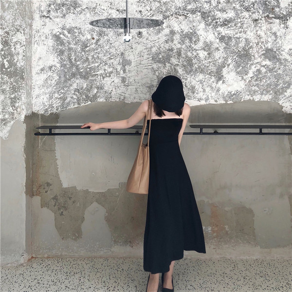 Γυναικείο casual μακρύ φόρεμα  σε μαύρο χρώμα
