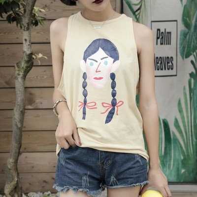 Γυναικείο αμάνικο  σε δύο χρώματα με ανοικτή πλάτη και εκτύπωση