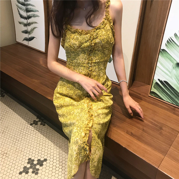 Καθημερινό γυναικείο φόρεμα με floral μοτίβο σε δύο χρώματα