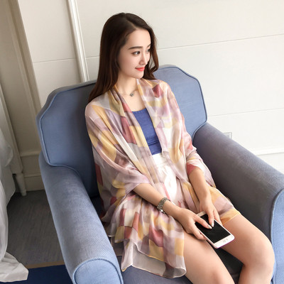 Γυναικείο κασκόλ από σιφόν για το καλοκαίρι με γεωμετρικά σχήματα σε διάφορα χρώματα