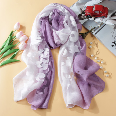 Women`s silk scarf for summer with lace in different colors