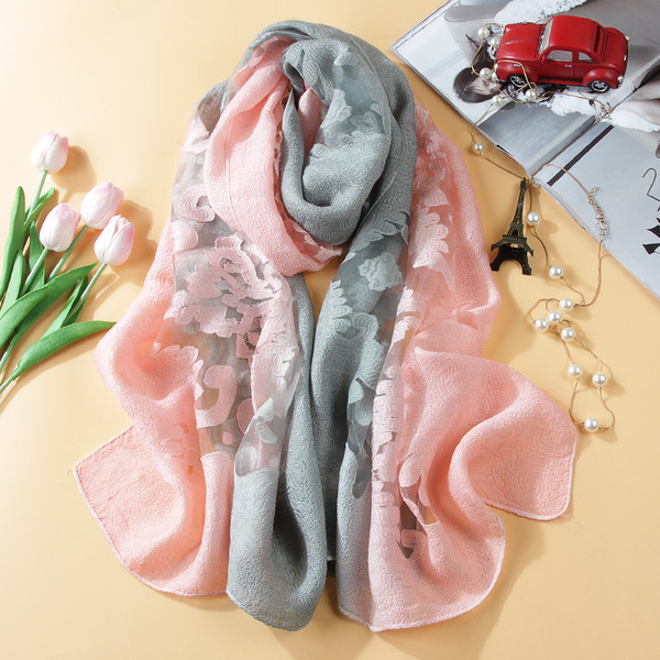 Μεταξωτό γυναικείο κασκόλ από δαντέλα για το καλοκαίρι με δαντέλα σε διαφορετικά χρώματα