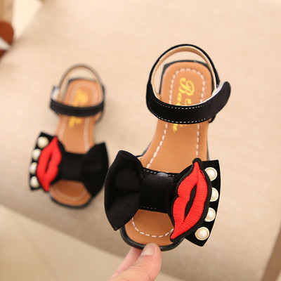 Casual σανδάλια για κορίτσια με κορδέλα, κεντήματα και μαργαριτάρια, σε τρία χρώματα