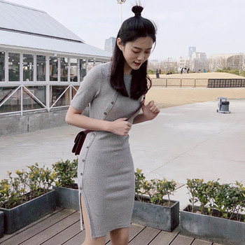 Γυναικείο φόρεμα σε γκρι και μαύρο χρώμα