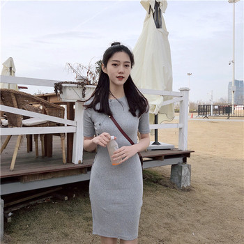 Γυναικείο φόρεμα σε γκρι και μαύρο χρώμα