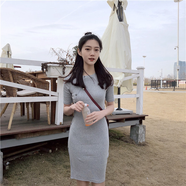 Γυναικείο φόρεμα σε γκρι και μαύρο χρώμα