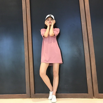 Κομψό γυναικείο φόρεμα με κολάρο σε σχήμα O σε δύο χρώματα