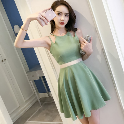 Rochie de dama croita in verde si negru