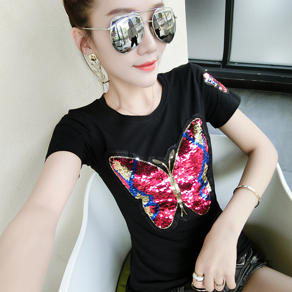 Γυναικεία μπλούζα σε δύο χρώματα με τύπωμα και πούλιες