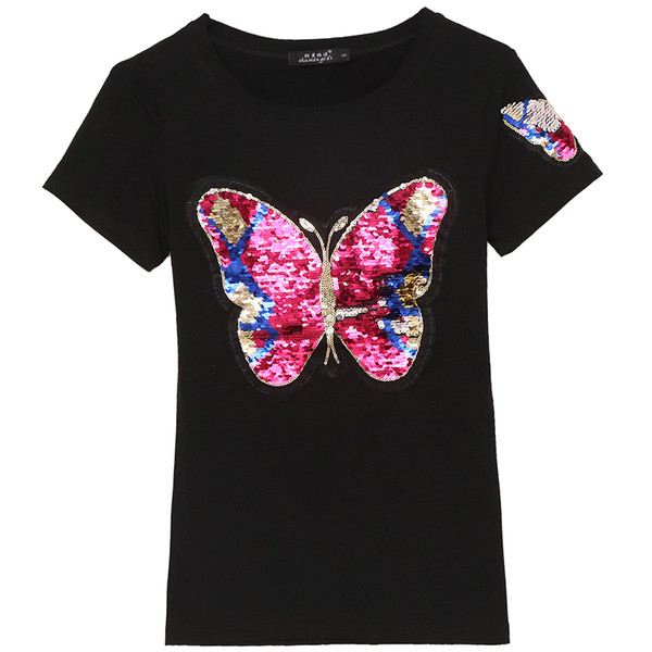 Γυναικεία μπλούζα σε δύο χρώματα με τύπωμα και πούλιες