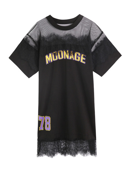 Rochie casual de dama cu dantela in doua culori