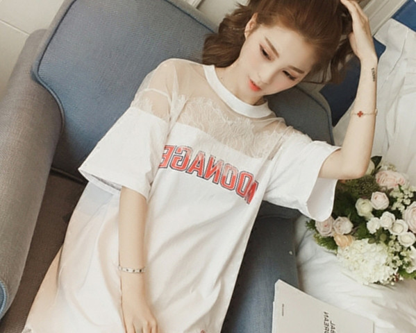 Rochie casual de dama cu dantela in doua culori