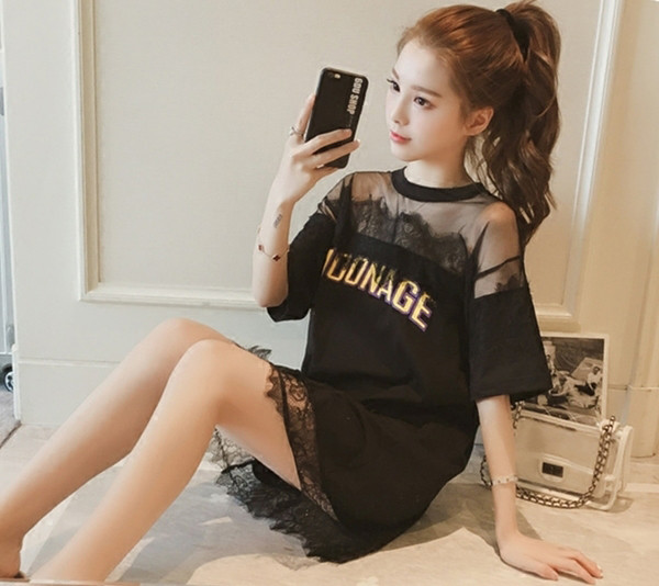 Rochie casual de dama cu dantela in doua culori