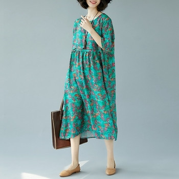 Βαμβακερό φόρεμα μέγεθος MAXI με floral μοτίβα