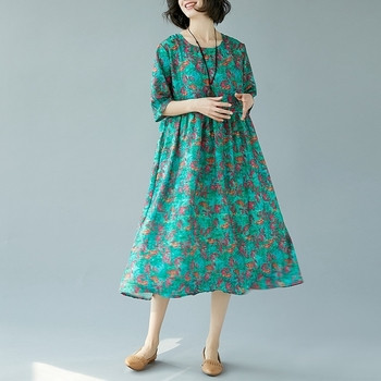 Βαμβακερό φόρεμα μέγεθος MAXI με floral μοτίβα