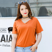 ΜΑΧΙ μεγέθους γυναικείο κοντομάνικο  μπλουζάκι σε πορτοκαλί χρώμα