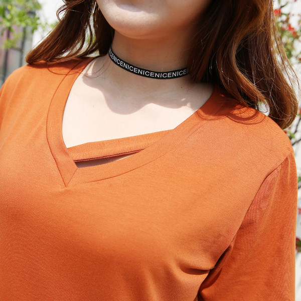 ΜΑΧΙ μεγέθους γυναικείο κοντομάνικο  μπλουζάκι σε πορτοκαλί χρώμα