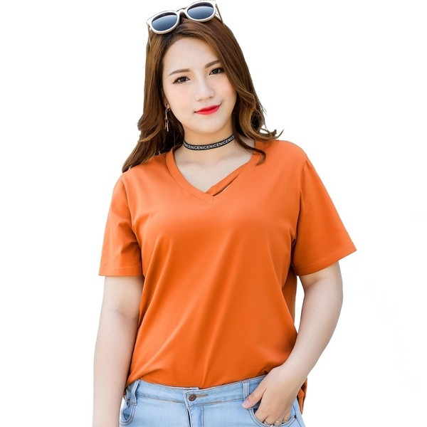 ΜΑΧΙ μεγέθους γυναικείο κοντομάνικο  μπλουζάκι σε πορτοκαλί χρώμα