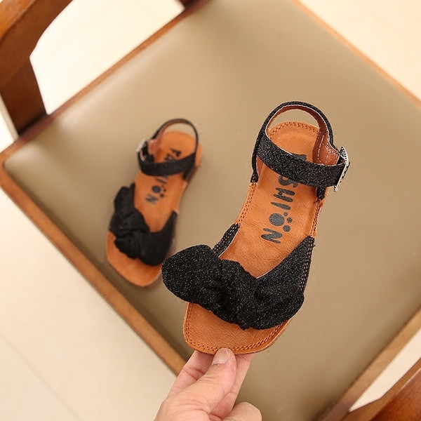 Sandale elegante pentru copii cu panglică și particule strălucitoare