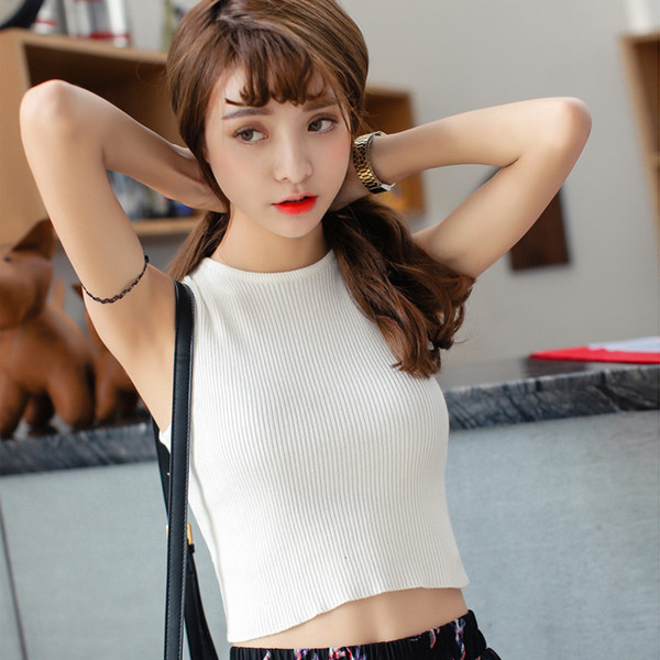 Maieu scurt de damă elastic cu guler în formă de O în mai multe culori