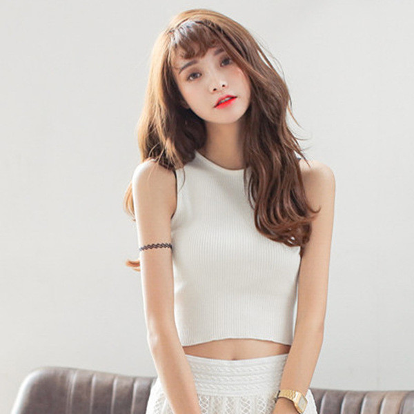 Maieu scurt de damă elastic cu guler în formă de O în mai multe culori