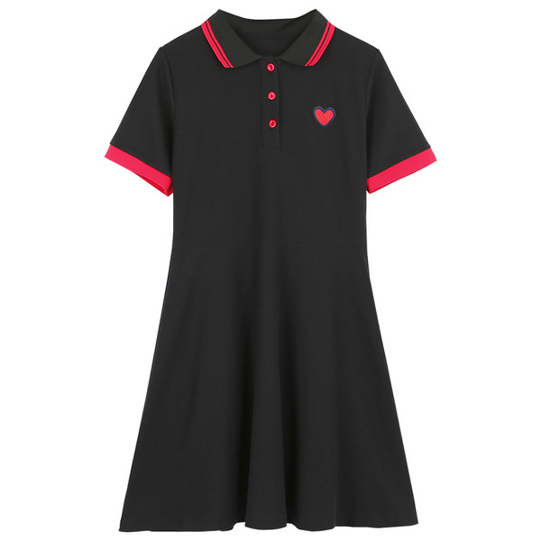 Rochie casual de dama cu maneca scurta si mini aplicatie in doua culori