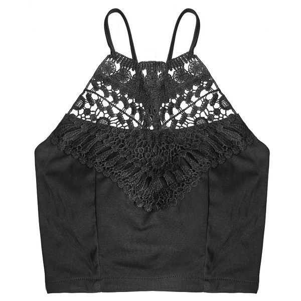 Top de dama in doua culori cu broderie si spate deschis cu cravate in cruce