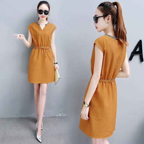 Rochie casual de dama cu decolteu in V in trei culori