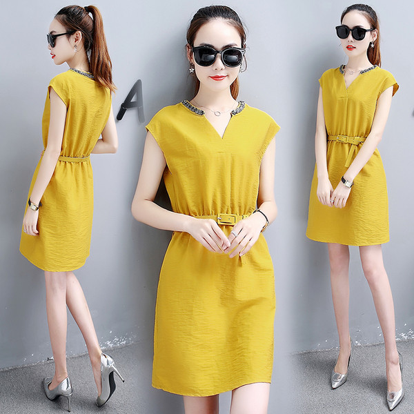 Rochie casual de dama cu decolteu in V in trei culori