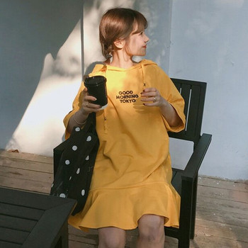 Σπορ- casual γυναικείο φόρεμα με κουκούλα σε δύο χρώματα