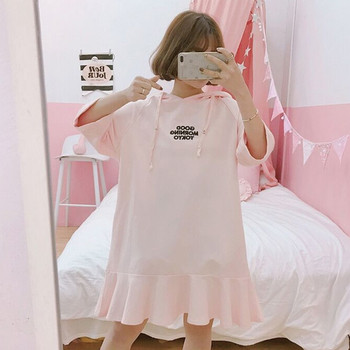 Σπορ- casual γυναικείο φόρεμα με κουκούλα σε δύο χρώματα