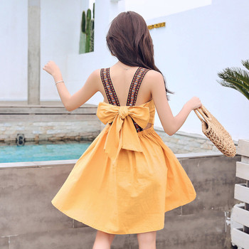 Κομψό γυναικείο φόρεμα με κορδέλα στην πλάτη σε δύο χρώματα