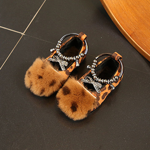 Pantofi copii eleganti si casual pentru fete in trei culori cu puf si decor metalic