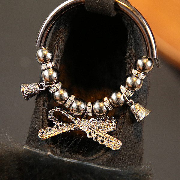 Pantofi copii eleganti si casual pentru fete in trei culori cu puf si decor metalic