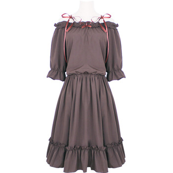 Rochie casual de dama cu umerii cazuti de culoare maro