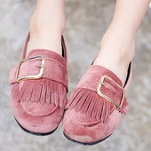 Περιστασιακά παιδικά παπούτσια για κορίτσια με κρόσσια και πόρπη