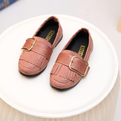 Περιστασιακά παιδικά παπούτσια για κορίτσια με κρόσσια και πόρπη