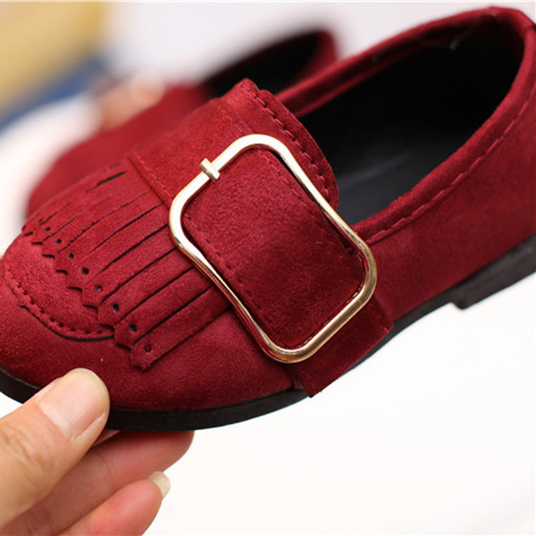 Περιστασιακά παιδικά παπούτσια για κορίτσια με κρόσσια και πόρπη