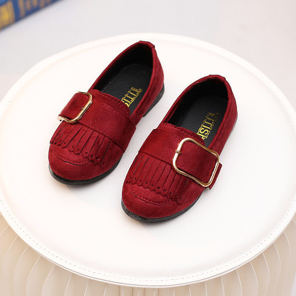 Περιστασιακά παιδικά παπούτσια για κορίτσια με κρόσσια και πόρπη