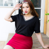 ΜΑΧΙ βαμβακερή γυναικεία  μπλούζα σε μαύρο χρώμα με λαιμόκοψη