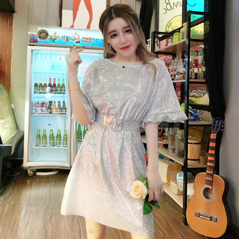 Κομψό γυναικείο φόρεμα με κοντό μανίκι και βολάν σε τρία χρώματα