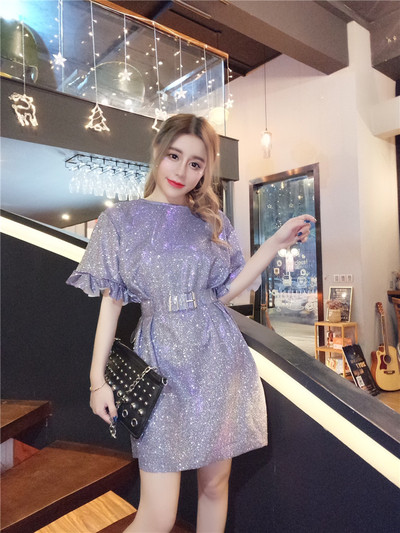 Κομψό γυναικείο φόρεμα με κοντό μανίκι και βολάν σε τρία χρώματα