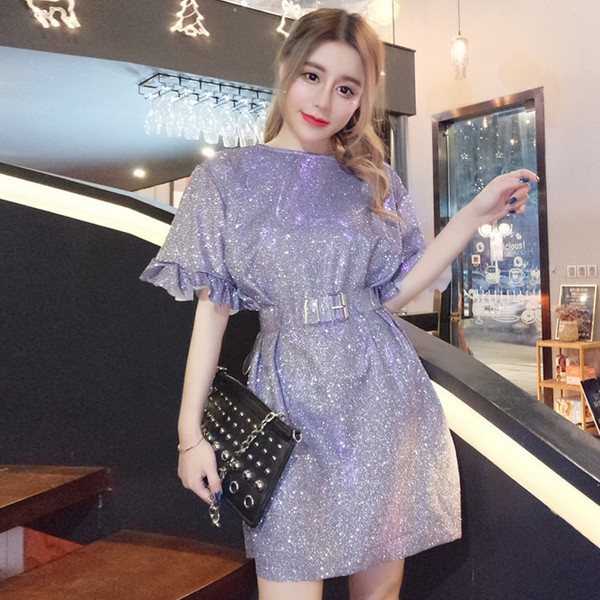 Κομψό γυναικείο φόρεμα με κοντό μανίκι και βολάν σε τρία χρώματα 